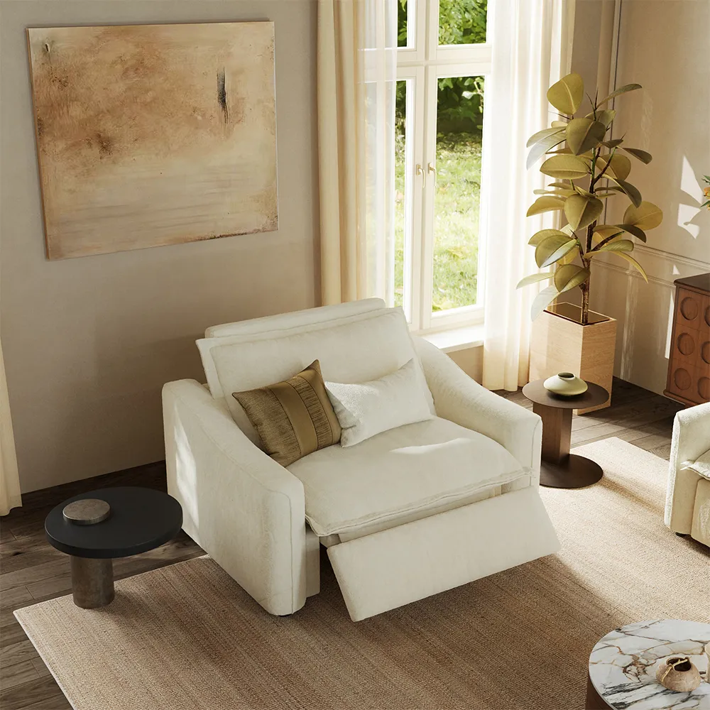 Modern Power Oversized Pillow Back Reclining Sofa