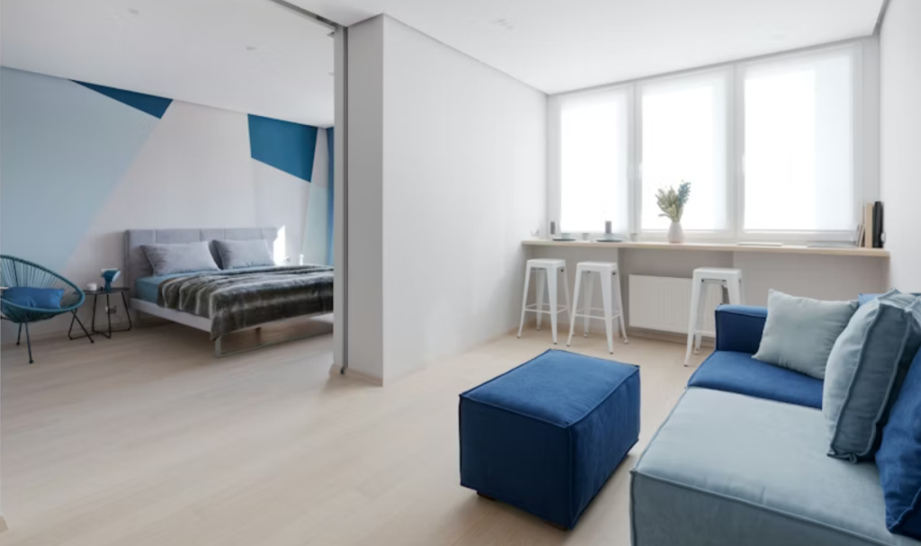 Modern living room with modular sofa