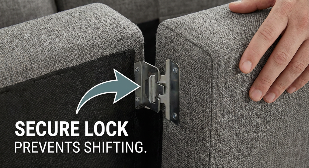 Modular sofa connectors preventing sections from separating
