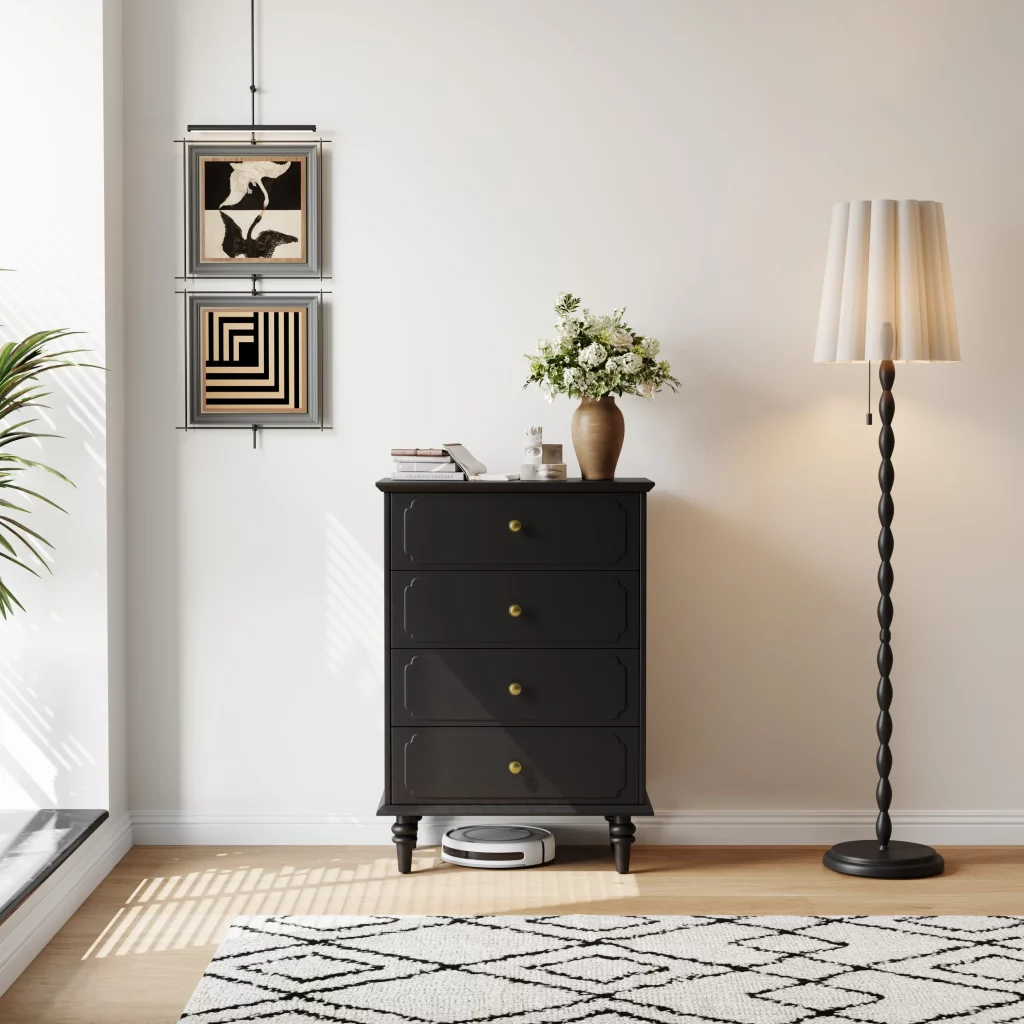 POVISON 4-Drawer Tall Storage Chest (Black)