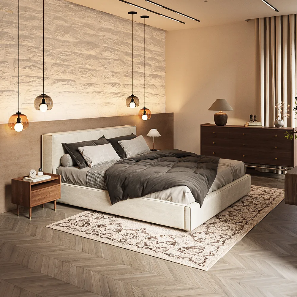 POVISON Bloc Upholstered Platform Bed