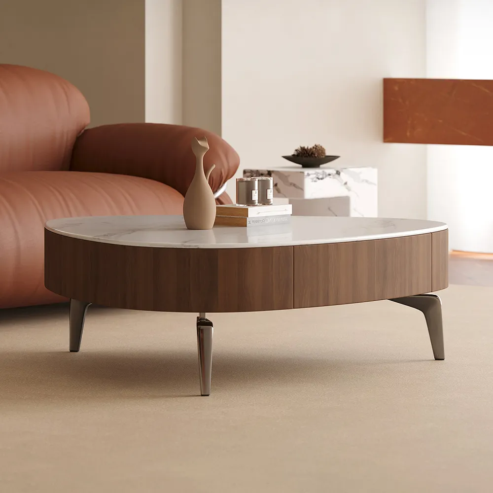 POVISON Sintered Stone Top Coffee Table with Storage