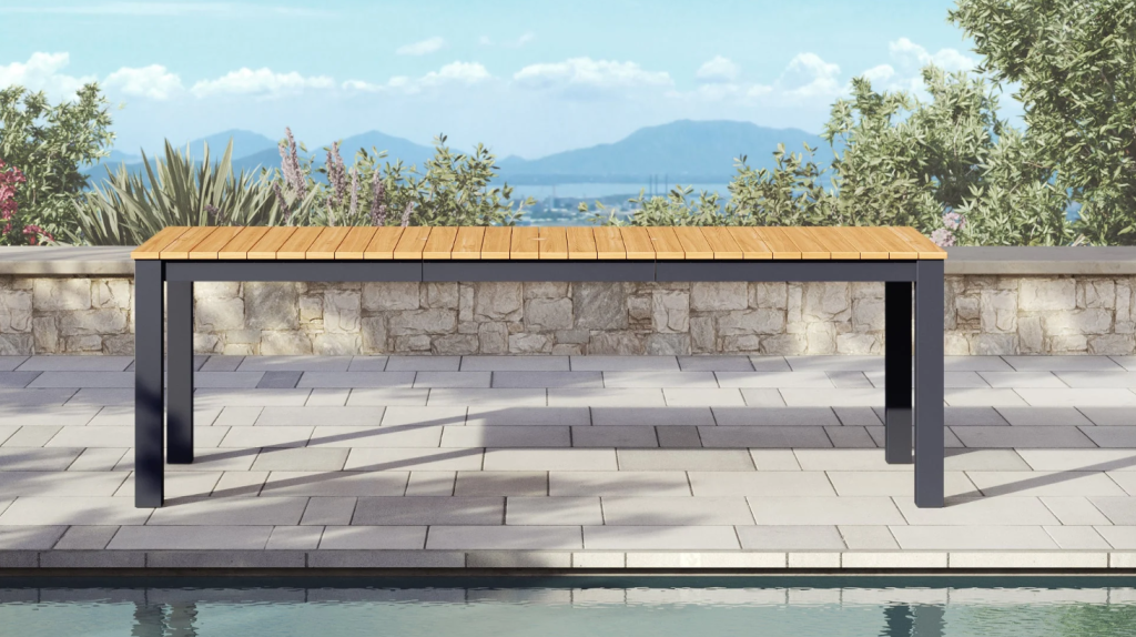 Pacific Aluminum & Teak Outdoor Dining Table