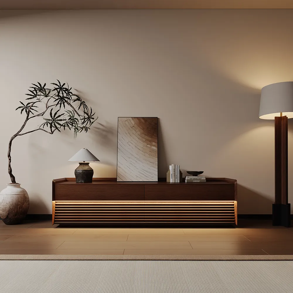 Povison Mid-Century TV Stand with Adjustable Light