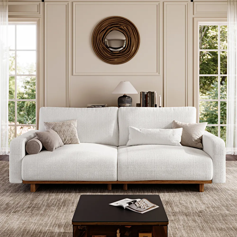 Povison Solid Wood Frame Sofa beige
