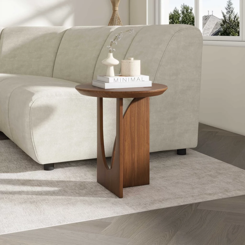 Povison Solid Wood Round Side Table