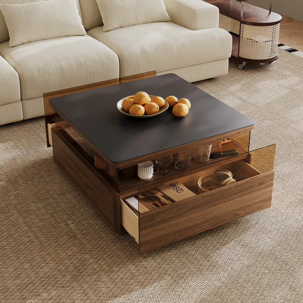 Square LED Coffee Table Storage
