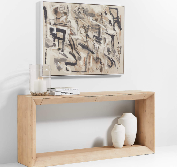 Vernon 72 Rectangular Natural Pine Wood Storage Console Table