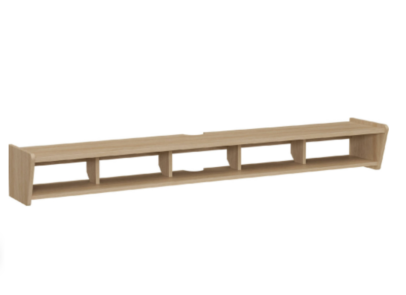 Walker Edison Coastal Oak Floating TV Stand with 2 Faux Rattan Doors