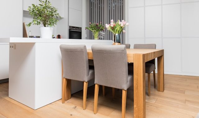 brown wooden dining table