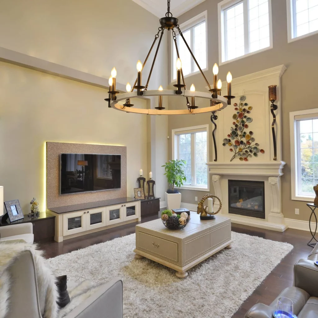 povison Rustic Farmhouse 10-Light Candle Chandelier