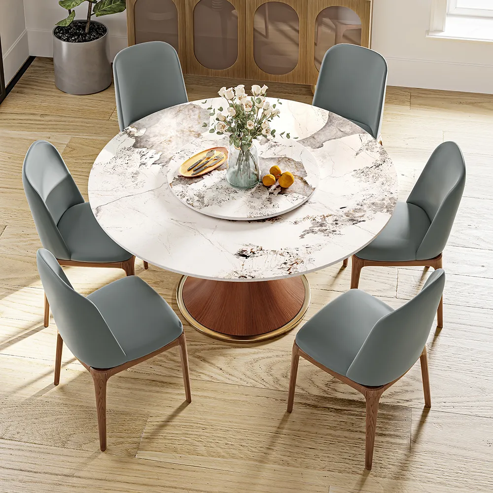 53 Modern Round Dining Table with Lazy Susan for 4