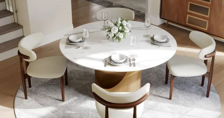 Glossy Sintered Stone Dining Table Set