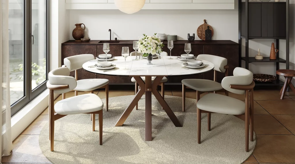 Hector-Oval Glossy Sintered Stone Extendable Dining Table