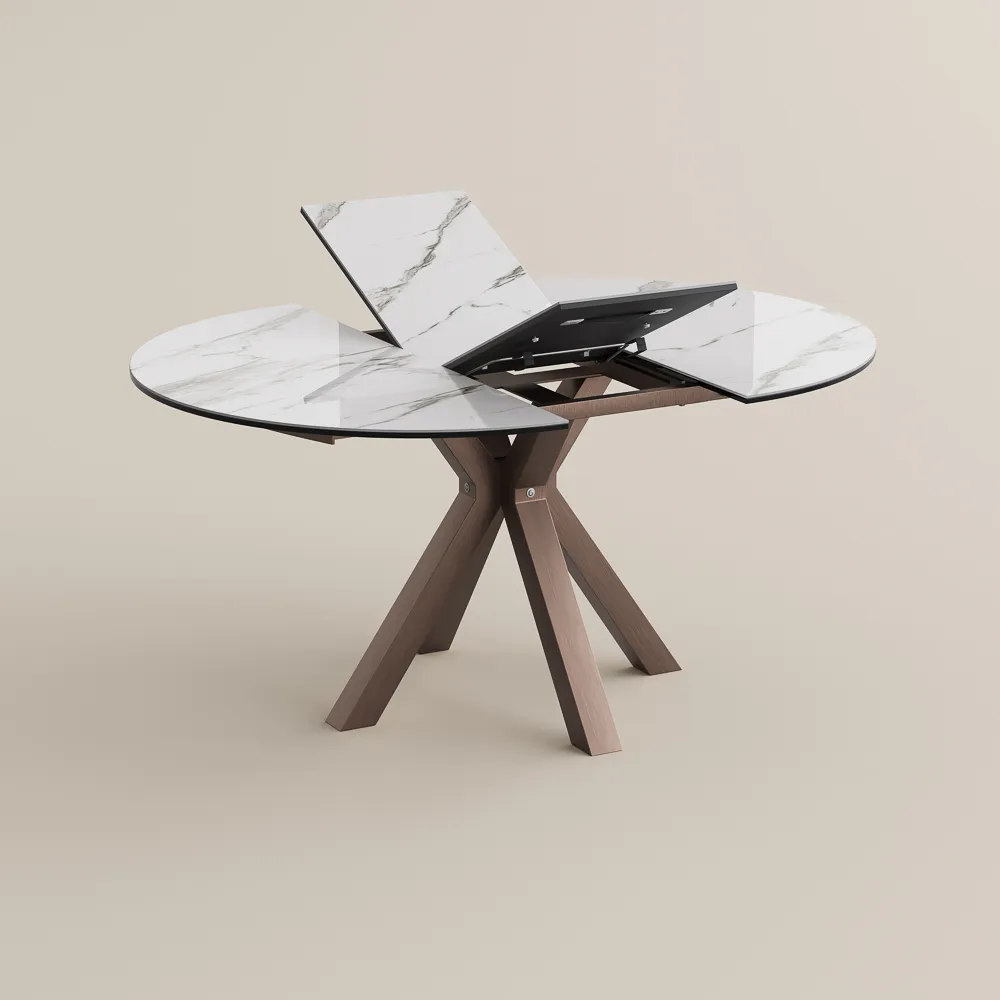 Hector-Oval Glossy Sintered Stone Extendable Dining Table