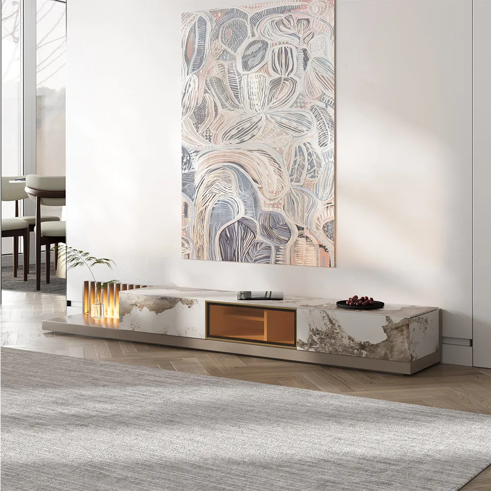 MDF & Glossy Sintered Stone TV Stand