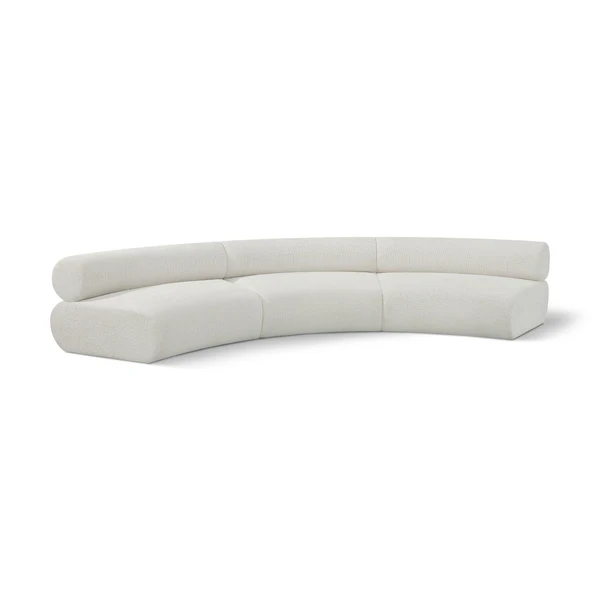 Meridian Furniture Bale 3-Piece Cream Modular Chenille Sectional