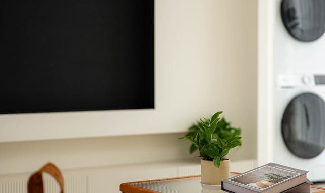 Modern Living Room with Smart TV and tv stand
