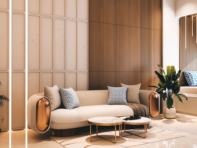 Modern living room with coffee tables