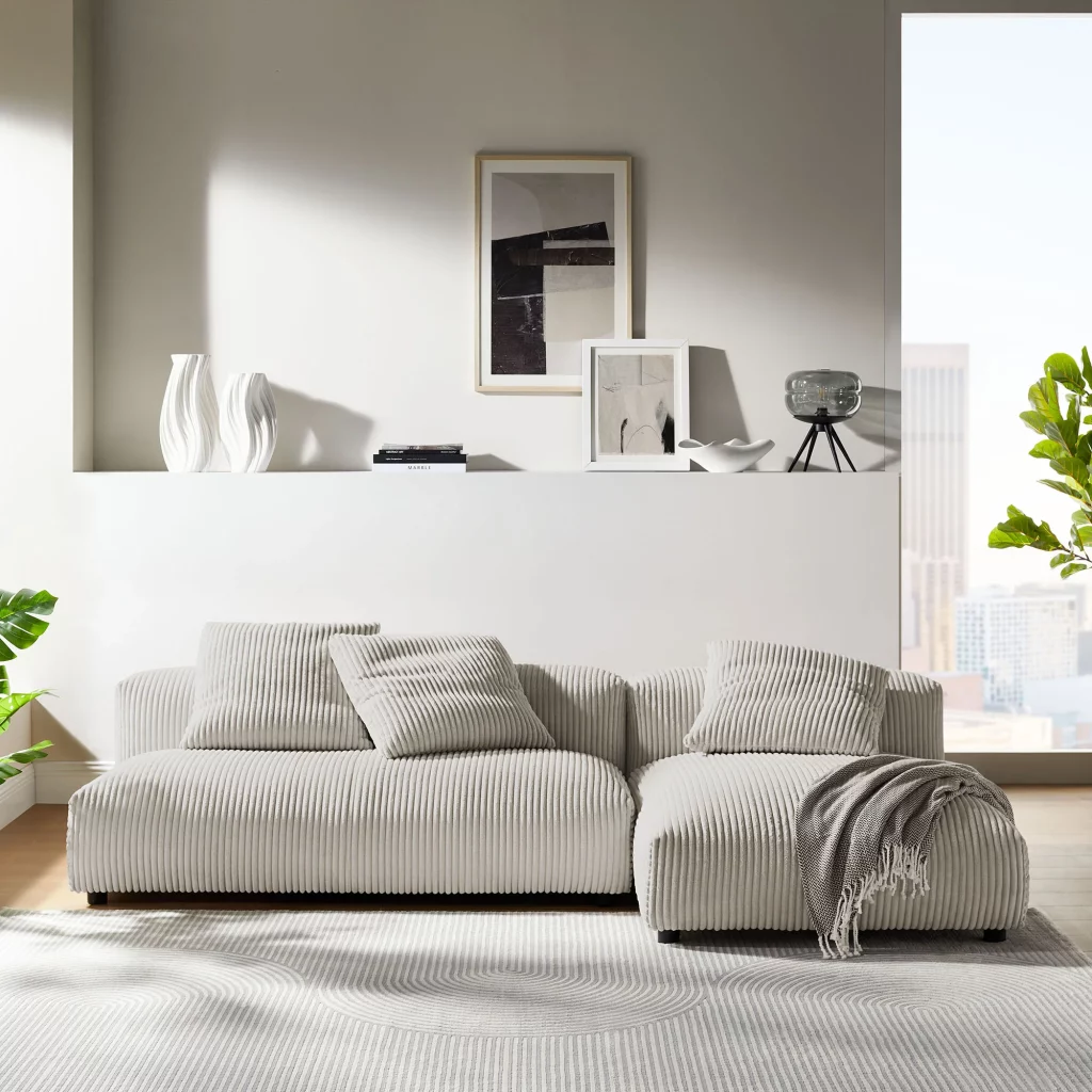 Modway Solace 2-Piece Modular Corduroy Sectional with Chaise