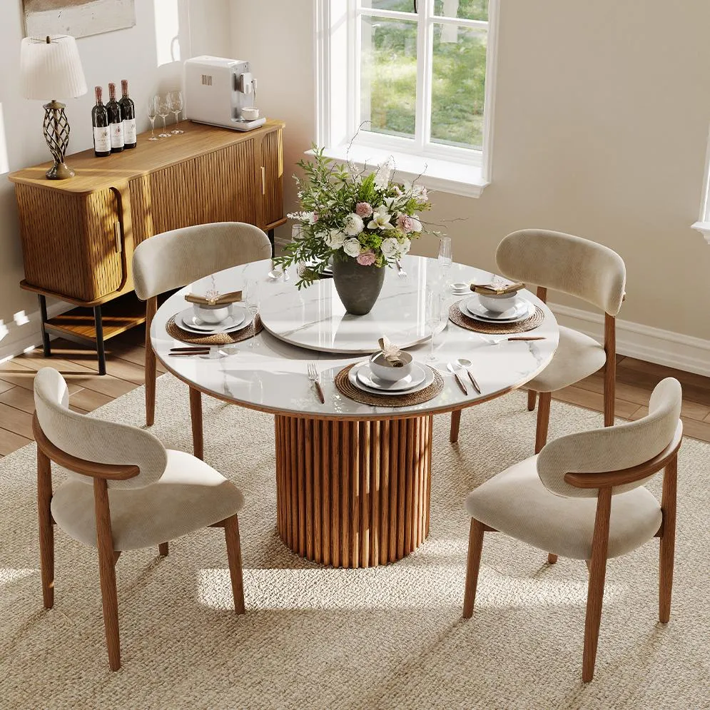 POVISON Mid-Century Round Sintered Stone Dining Table-1