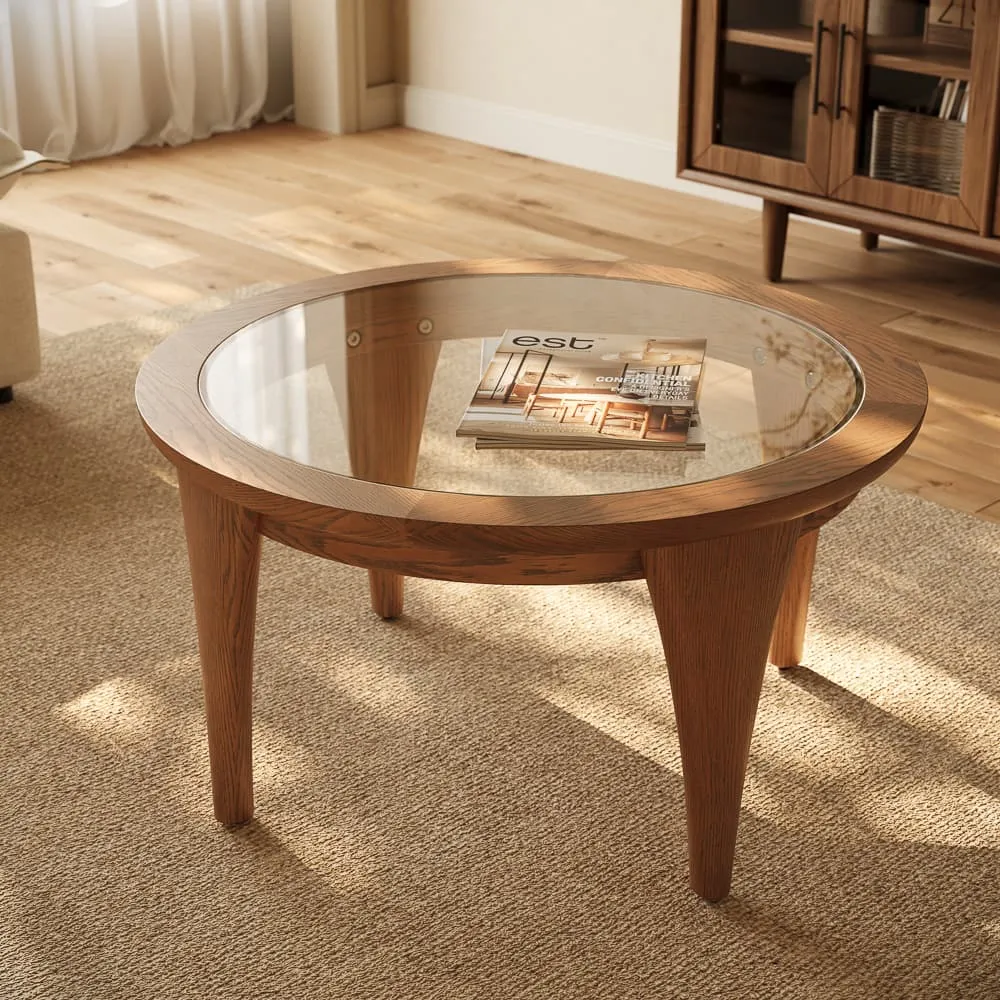 POVISON Minimalist Glass Coffee Table