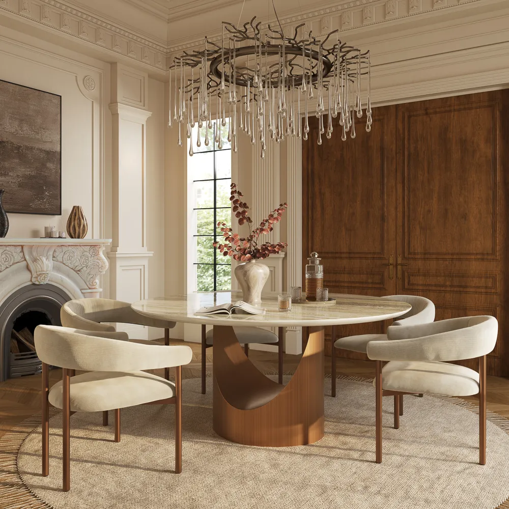 POVISON Modern Luxury Round Marble Dining Table
