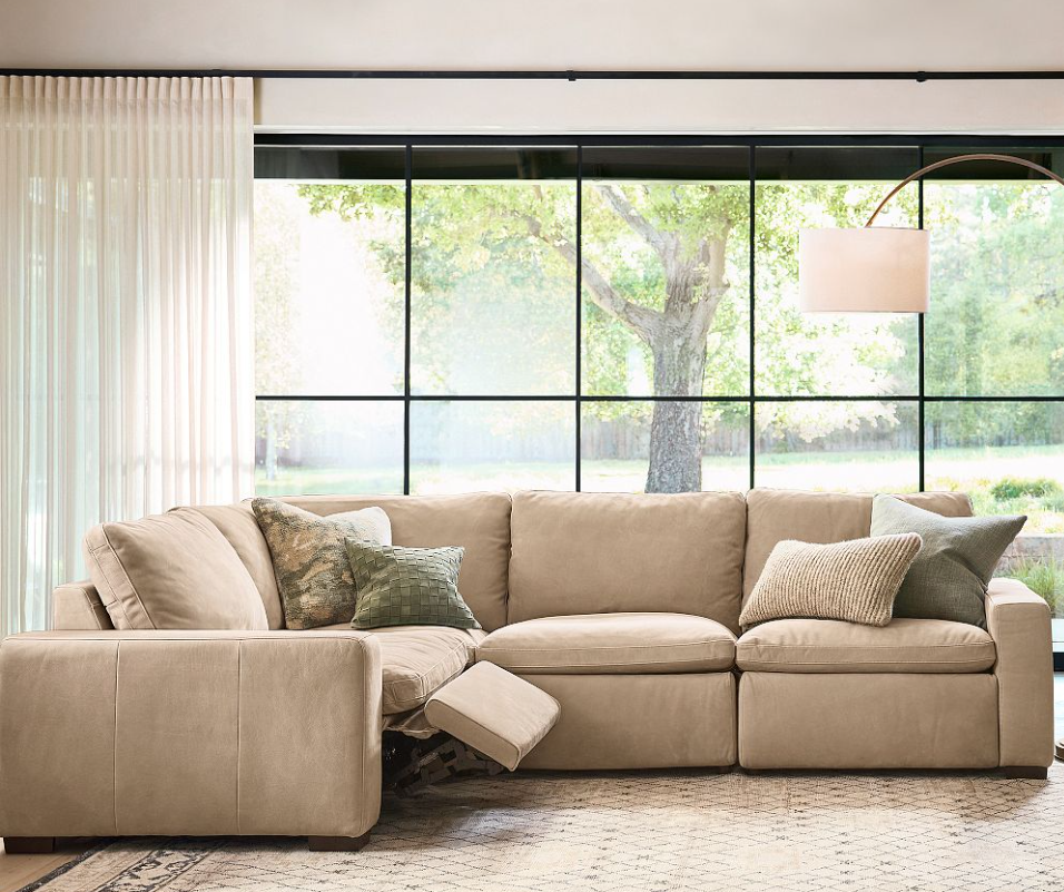 Pottery Barn Westlake Leather Reversible Power Reclining Sectional (121 )