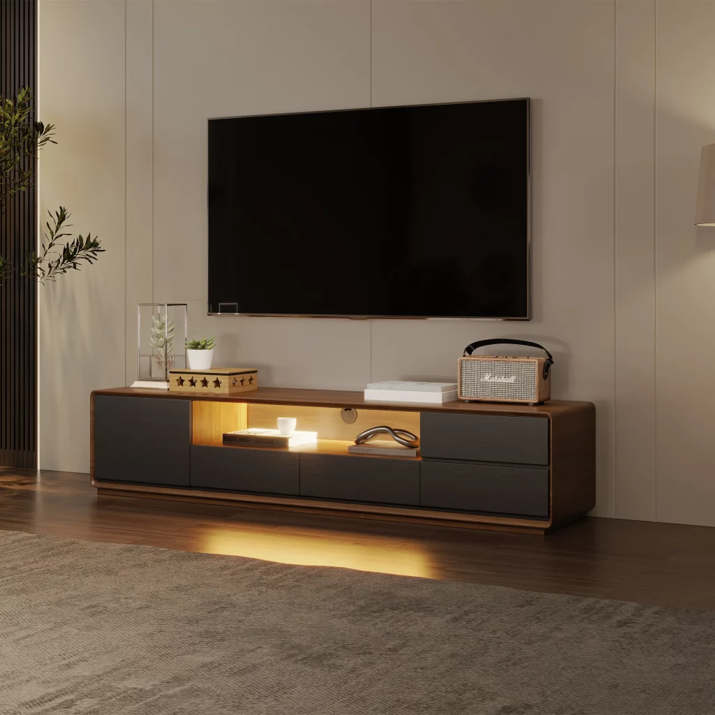 Povison Modern TV Stand with LED Lights