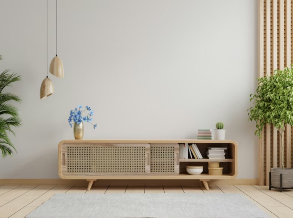 TV cabinet with white color wall