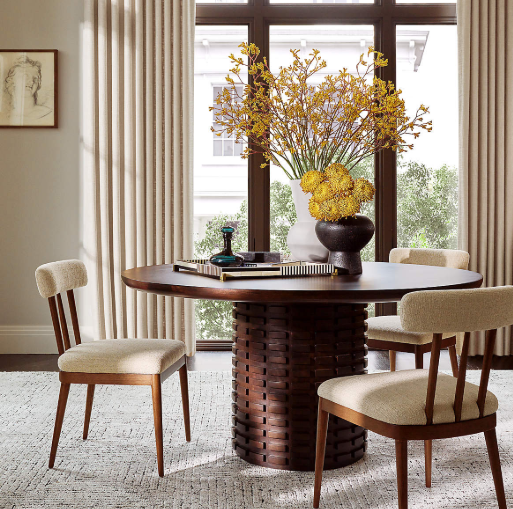 Toron Round Mahogany Wood Dining Table (CB2)