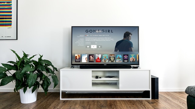 a white tv stand