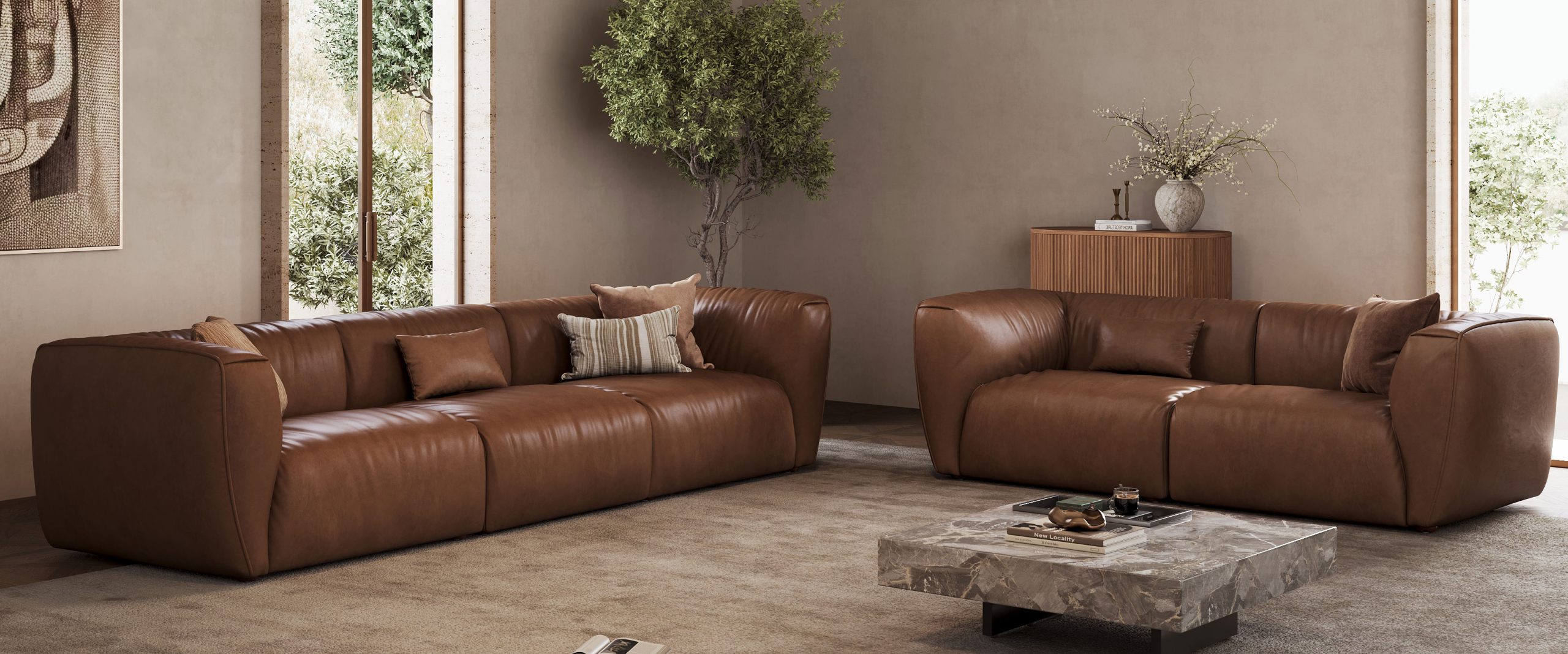 leather sofa in living room