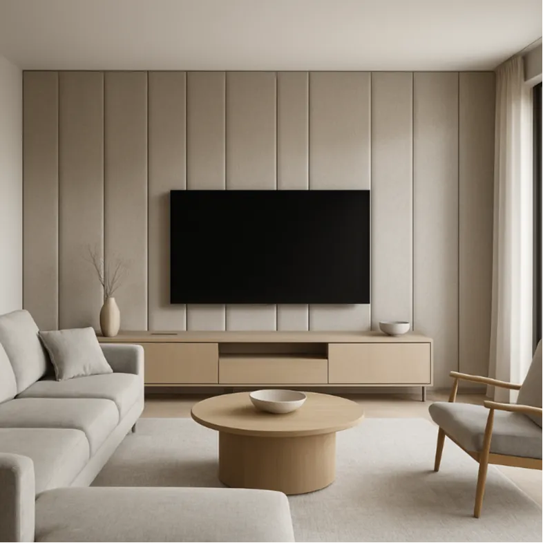 Acoustic panels that double as a hidden tech wall