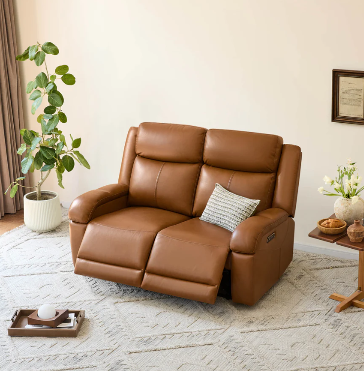 CHITA Isaac Genuine Leather Wall Hugger Power Reclining Sofa