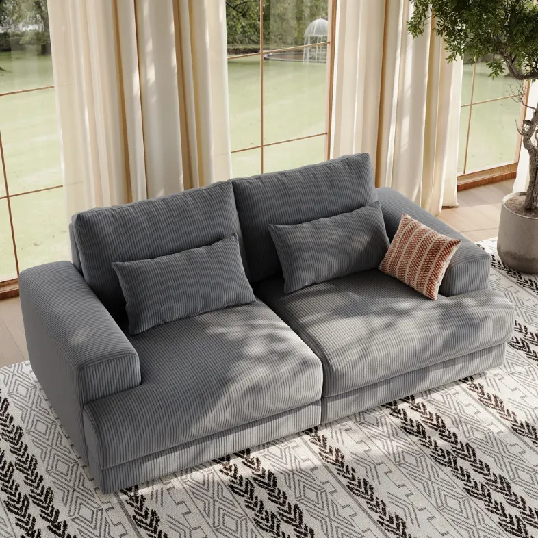 Gray Corduroy Sofa