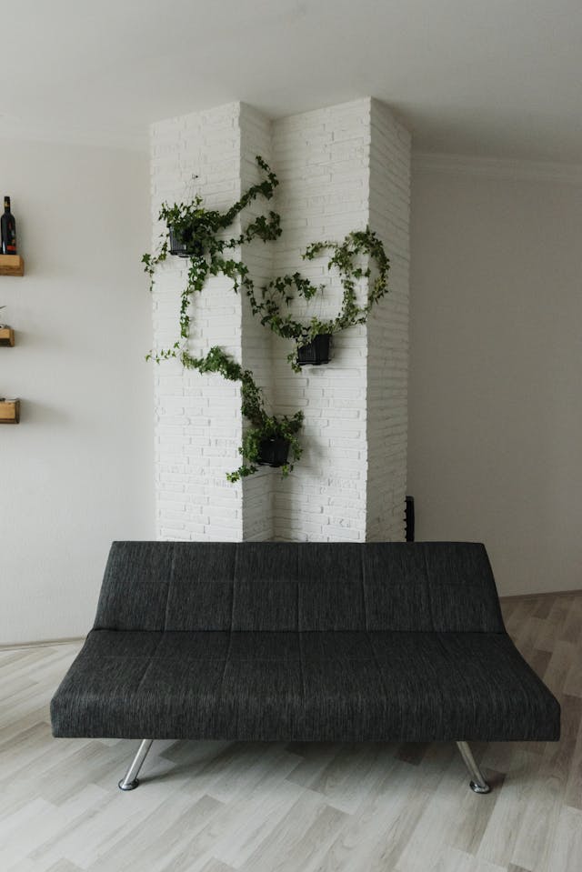 Gray Sofa Bed Near White Wall