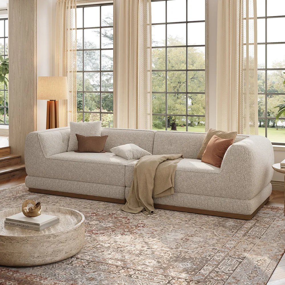 Light Grey Wide Chenille Sofa