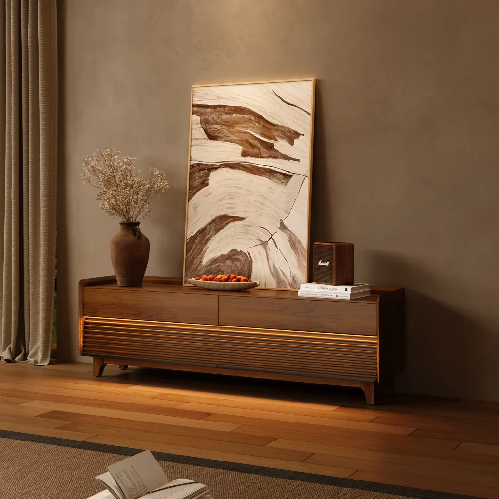 Mid-Century Modern TV Stand with Adjustable Light