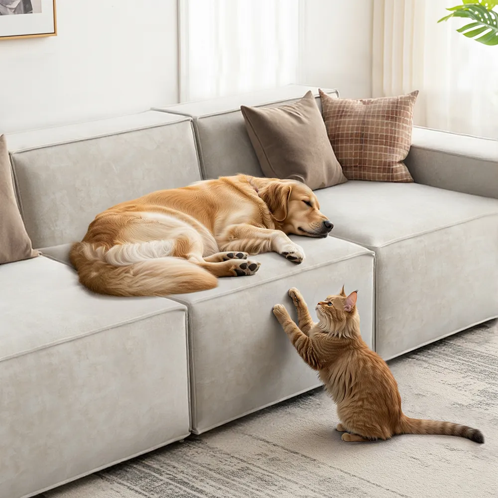 Pet-Friendly Leather Modular Sectional Sofa