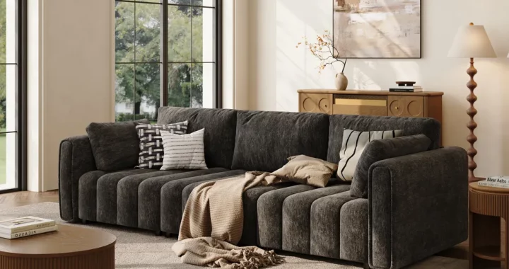 Black Chenille reclining Sofa