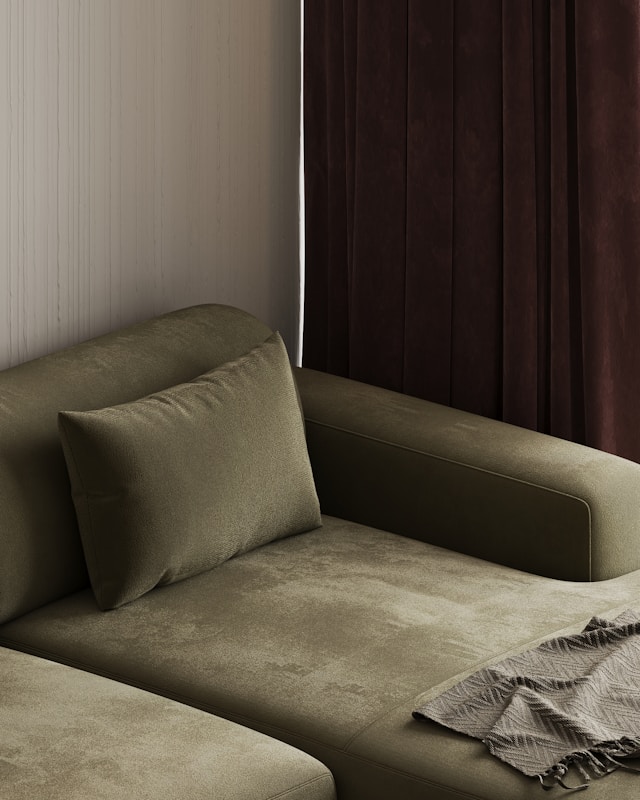 a green sofa bed