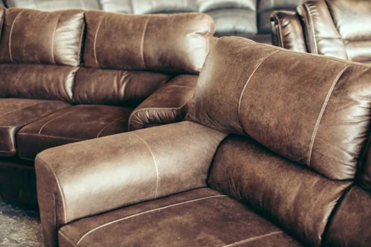 an old brown leather couch