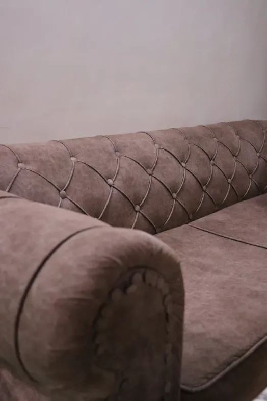 close uo of a suede sofa