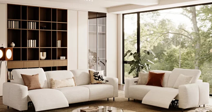 reclining sofa decorated with throw pillows