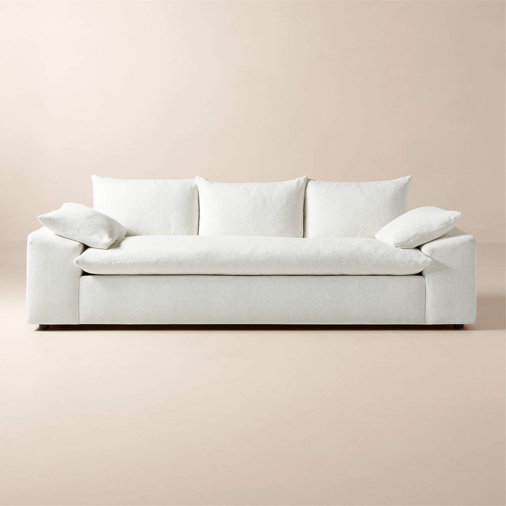 a White Performance Fabric Sleeper Sofa for modern and compact living rooms