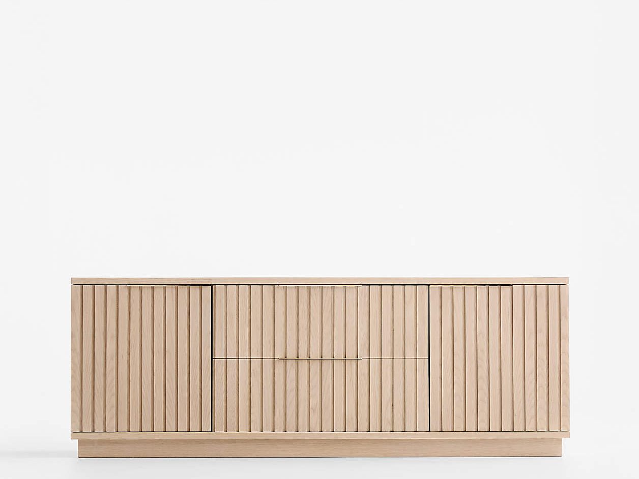 White Oak Storage Media Console in a modern style