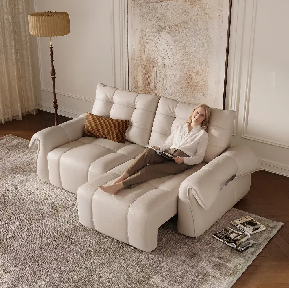 Cygnus-Power Leather Reclining Sofa Bed