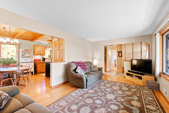 a regular sofa in front of tv