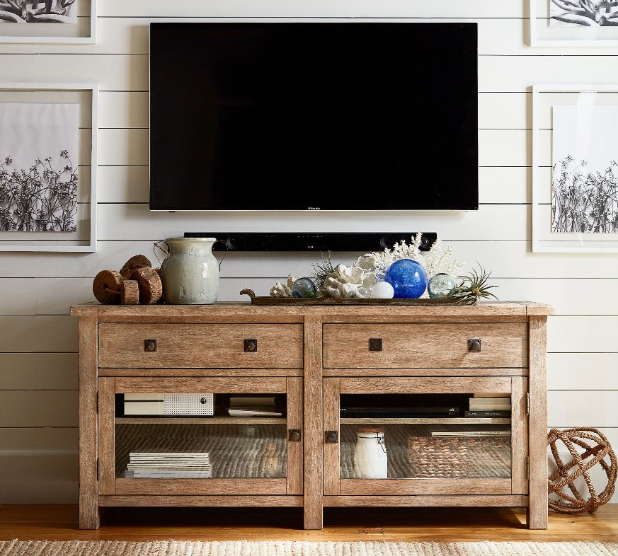 a wood tv stand with storage for 65 inch tv
